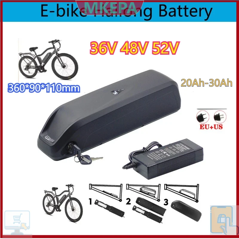 🔋36-48-52V For Motor Electric  - Ebike Battery 48V 20Ah Hailong recension och pris